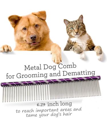 Meetory Stainless Steel Pet Comb | Dog Grooming Comb with Rounded Teeth for Large, Medium, Small Dogs & Cats - 16cm - Buy Online on GoSupps.com