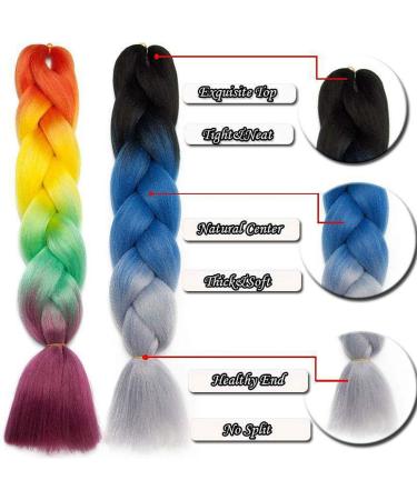 Ombre Jumbo Braiding Hair Extensions - Dark Green to Yellow-Green 24 Inch (300g | 3pcs) - Synthetic Braid Hair for International Shipping - Buy Online on GoSupps.com