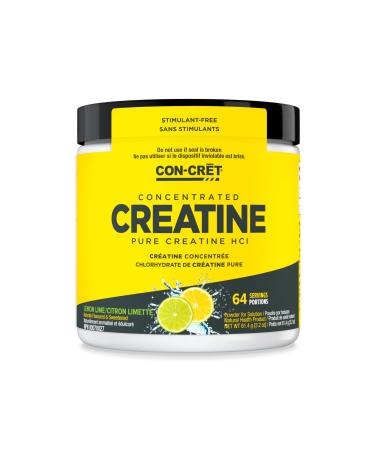 CON-CRET Creatine HCl Powder | Muscle Cognitive Cellular Energy Support | No Bloating or Cramps | Strength & Endurance | Lemon Lime (64 Serving) Lemon-Lime