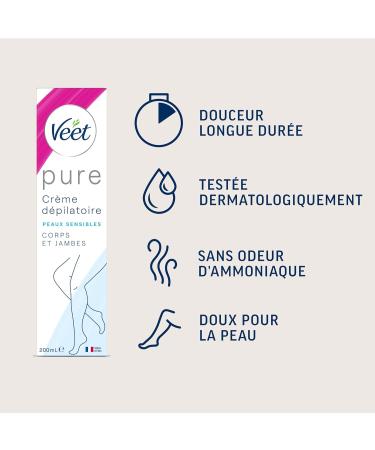 VEET PURE - Depilatory Cream for Body and Legs - Sensitive Skin - No Odor of Amonia - Pack of 5 x 200 ml - Buy Online on GoSupps.com