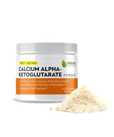 Maxx Herb Calcium AKG Pure Calcium Alpha - Ketoglutarate Powder (Ca-AKG) for Energy Vitality Mental Focus Clarity & DNA Structure Non-GMO & Gluten Free - 100 Gram Jar (67 Servings) 3.53 Ounce (Pack of 1)