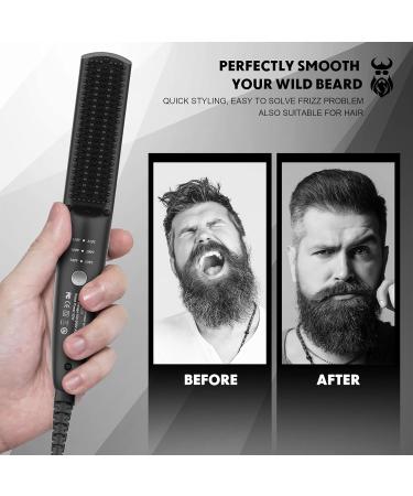 Vikicon Electric Beard Straightener for Men - Quick Heating Mini Brush Comb for Smooth Styling of Long & Short Beards - Ionic Hair Iron Black - Buy Online on GoSupps.com