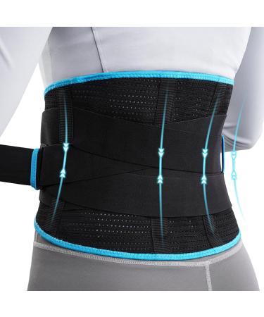 Newgo back bandage back support belt for men and women back belt with 4 struts to relieve back pain prevention of injuries stabilization of the lumbar spine black
