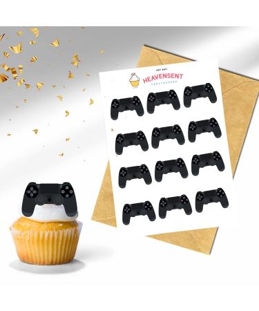 24x Pre-cut Gamer Controller Edible Thick Wafer Card Standing Cupcake Toppers Birthday Party Cake Decorations