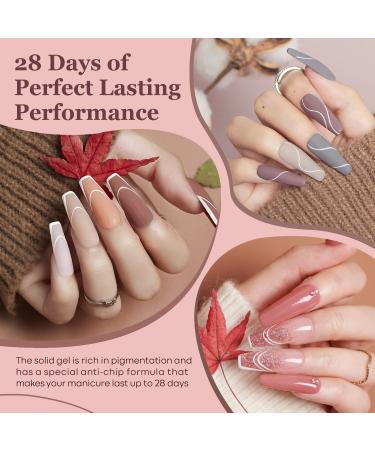 Modelones 21-Piece Gel Nail Polish Set for DIY Salon Manicures - Neutral Nude, Pink, Brown, Gray, Red, Glitter Shades - Soak Off, Upgraded Formula with Cr me Texture - Includes Brush | A1a-Fall In Love - Buy Online on GoSupps.com