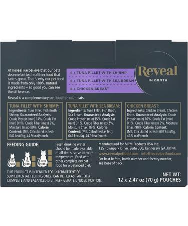 Reveal Natural Wet Cat Food 12 Pack - Grain Free Limited Ingredient Fish & Chicken Variety in Broth Pouches - 2.47oz Pouches - Buy Online on GoSupps.com