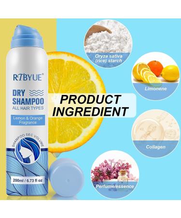 Waterless Dry Shampoo Powder Spray 6.73oz - Nourishing Lemon & Orange Scent - Instantly Absorbs Oil for All Hair Types - Travel Size Refreshing Dry Shampoo - Buy Online on GoSupps.com