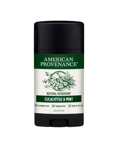 American Provenance Aluminum Free Natural Deodorant For Women and Men - Eucalytus and Mint - 24 Hour Odor Protection Cruelty Free - Made in the USA (1 pack) Eucalyptus and Mint