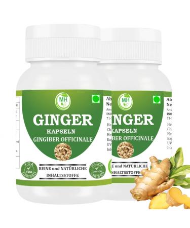 Morsan Healthcare Ginger (Zingiber officinale) Capsules | Pack of 60 x 500 mg Vegetarian Capsules | Natural Food Supplement | GMP Certified | Gluten-Free (120)