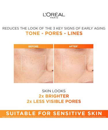 L'Or al Paris 12% Pure Vitamin C Brightening Face Serum with Vitamin E & Salicylic Acid for Antioxidant Protection & Less Visible Pores Revitalift Derm Intensives 30mL - Buy Online on GoSupps.com