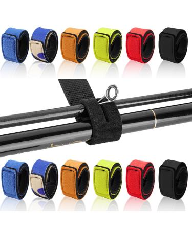 Gcffom fishing rods belt 12 pieces of fishing rod belt 6 colors fishing rods angel rod ligaments elastic rod ligaments Velcro fishing rods badminton bats golf clubs