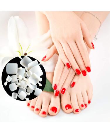 1200 Full Cover White Acrylic False Press-On Toenails - Natural Color, 12 Sizes - for Women & Girls - Buy Online on GoSupps.com