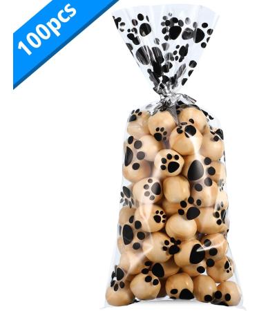 100 Pieces Pet Paw Print Cellophane Bags with Twist Ties - Ideal for Dog & Cat Treats - Heat Sealable - Pet Party Favor Bags - Black - Buy Online on GoSupps.com