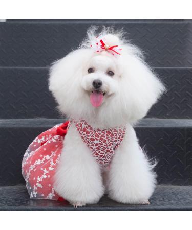 Cutebone Rode Hond Jurk Outfit - Shining Embroidery Tutu & Strik voor Puppy - Meisjes Kleding voor Bruiloft & Verjaardagsfeestje - DD09XS-DE XS Rosa - Buy Online on GoSupps.com