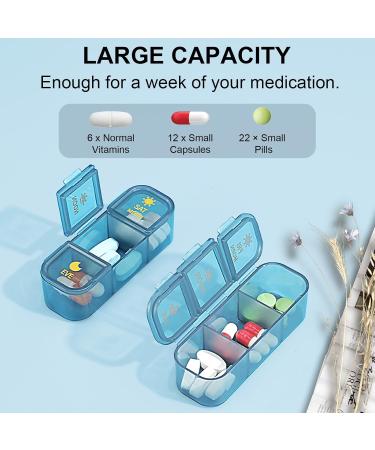 Weekly Pill Organizer - 3 Times a Day 7 Day Travel Medicine Box | Moisture Resistant & Secure Closure for Pills Vitamins Supplements (Blue - Buy Online on GoSupps.com