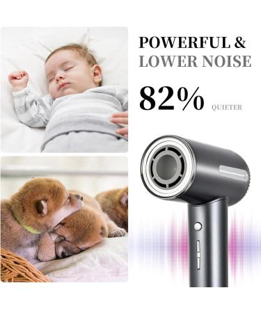 High Speed 1600W Ionic Hair Dryer with Diffuser - Plasma Hair Dryer with Facial Mode - Silver Gray - Buy Online on GoSupps.com