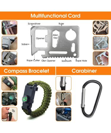 Survival Kit 13 in 1 - Professional Emergency Gear with Knife & Flashlight for Camping Hiking Fishing Adventure | Ideal Gift for Men & Fathers - Buy Online on GoSupps.com