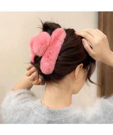 2PCS Large Faux Fur Hair Claw Clip for Women 5.9 Inches Winter Fluffy Fuzzy Hair Clips Nonslip Strong Hold Furry Big Jaw Clamp for Thick Long Hair (Mix-colour#1-2PCS) - Buy Online on GoSupps.com