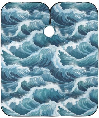 Waterproof Barber Cape - Sea Wave & Cheetah Print Haircut Bib for Men & Women | Unisex Hair Cutting Cape - Buy Online on GoSupps.com
