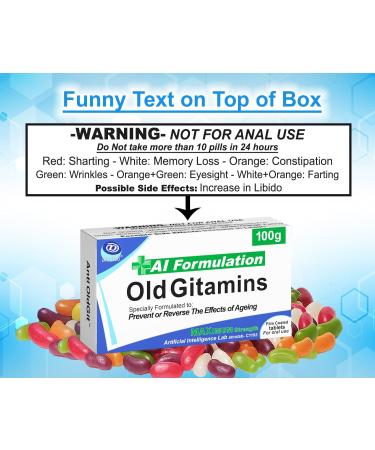 Funny Rude Joke Tablets Pill Box Prank Includes Jelly Beans Sweets Unusual Gift for Men Father's Day Him Her April Fools Day Easter Birthday Gifts for Women Presents for Dad Boyfriend Old Gitamins - Buy Online on GoSupps.com