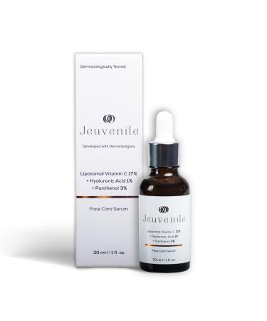 Jeuvenile Vitamin C Serum Hyaluronic Acid and Panthenol skin care Brightens Skin Reduces Blemishes Anti-Aging Nourishing Formula for All Skin Types 30ml