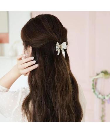 4 Pcs Bow Diamond Pearl Hair Clips for Women Girls - Non Slip Strong Hold Hair Jaw Clips - Ideal Headwear Gift - Buy Online on GoSupps.com