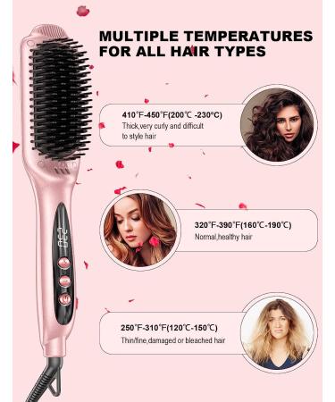 LANDOT Negative Ion Hot Brush Hair Straightener - Rose Gold Styling Brush for Hair Straightening - Buy Online on GoSupps.com