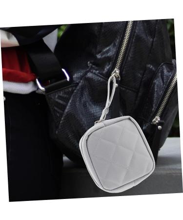 GLEAVI Mini Makeup Kit & Period Pouch - Portable Storage Bag for Women - Pu Grey Leather - 13x13cm - Buy Online on GoSupps.com
