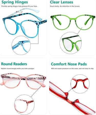 Eyekepper 4 Pack Women's Oversized Round Reading Glasses +0.75 - Stylish & Comfortable Eyewear for Every Occasion - Buy Online on GoSupps.com