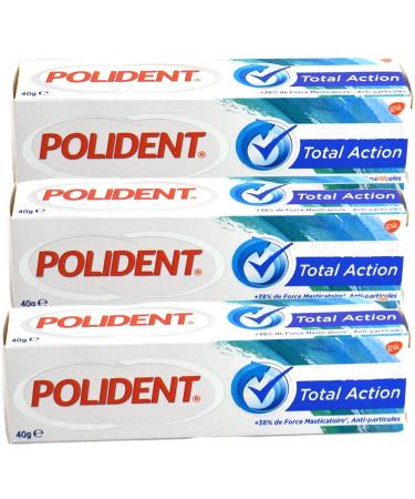 Polident - GSK Total Action - Cr me adh sive pour proth ses dentaires - - Lot de 3 tubes de 40 Grammes