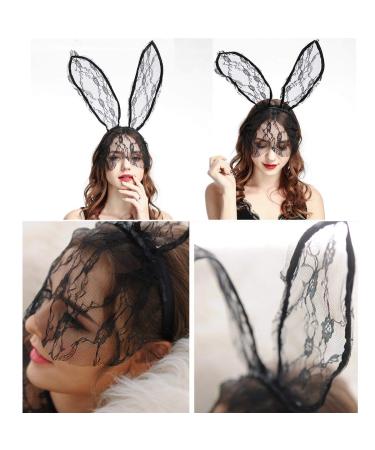 Catery Sexy Lace Bunny Ears Veil Headband | Cosplay Halloween Hair Accessory - Buy Online on GoSupps.com