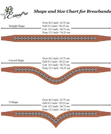 ExionPro Curved Padded Bling Crystal Leather Browband for Horse Bridles | Light Rose & Light Amethyst Crystal Decorated English Dressage Browband | Full Size Havana (Choco Brown) - Buy Online on GoSupps.com