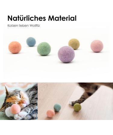Lucybalu Felt Balls for Cats | 6 Colorful Wool Cat Toys | Natural Play Balls from Nepal | Fun & Safe Cat Accessories - Buy Online on GoSupps.com