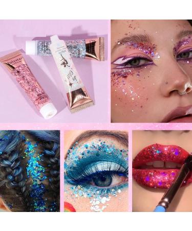 8 Pieces Body Glitter Gel Set - Chunky Mermaid Sequins for Face Hair Lips & Nails | Festival Makeup Essentials - Buy Online on GoSupps.com