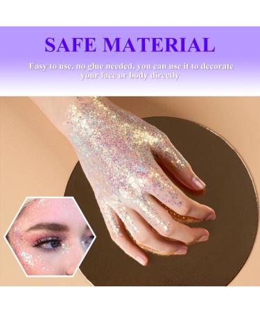 Sularpek 50ml Face Glitter Gel - Hair & Body Sequins Shimmer Liquid Eyeshadow - Mermaid Glitter for Festival Makeup - White - Buy Online on GoSupps.com