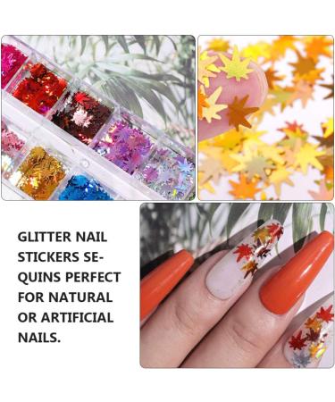 FRCOLOR 2 Boxes Maple Leaf Nail Art Glitter Sequins Colored DIY Manicure Decals Stickers for Nail Art Design Makeup Decoration - Buy Online on GoSupps.com