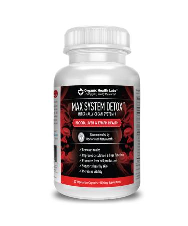 Max System Detox Natural Liver Cleanse Formula to Support Immune and Lymph Function with Artichoke Extract for Liver and Kidney Support 60 Veggie Capsules - Organic Health Labs