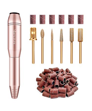 Sheviver Electric Nail Drill  Portable Electric Nail File for Acrylic Gel Nails  Professional Nail Drill Machine Efile Manicure Pedicure Tools with Gold Nail Drill Bits for Home Salon Use