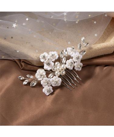 Housoutil Bridal Comb Wedding Hair Comb Hair Accessories for Girls Flower Hair Clip Wedding Ceremony Decorations Tiara White Pearl Bride Flower Head Color-preserving Copper Wire - Buy Online on GoSupps.com