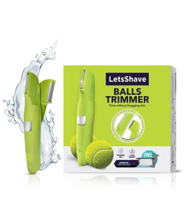 LetsShave Ball, Body & Groin Hair Trimmer for Men| Electric Rechargeable Ball Shaver| 90min Run Time| V-Shaped Head| Ultra Thin Rounded Blade| Anti Snagging Technology| IPX7 Waterproof Wet/Dry Groomer