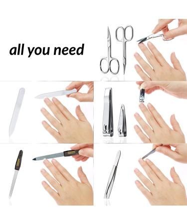 Marqus Manicure Set - 7 Parts Made in Germany | Patented Glass Files | Leather Etui for Hand & Foot Care - Best Grooming Kit for Ladies & Gentlemen - Buy Online on GoSupps.com