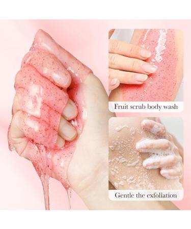 300ml Peach Body Wash Scrub Exfoliating Cleanser for Soft Smooth Skin Hydrating Nourishing Body Care for Women Men Daily Shower Gel One Size Hot Pink - Buy Online on GoSupps.com