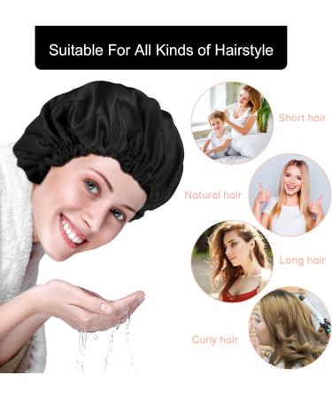 Fuyamp 2 Packs Satin Sleep Cap Adjustable Silky Sleep Bonnet for Women Long Curly Hair Double-Sided Waterproof Satin Hair Cap Extra Large Sleep Satin Bonnet for Women Girls Sleeping Black+White - Buy Online on GoSupps.com