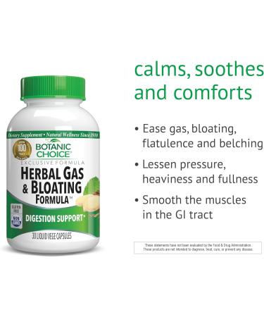 Botanic Choice Herbal Gas & Bloating Formula Natural Digestive Support with Ginger, Peppermint & Caraway 30 Vege Capsules - Buy Online on GoSupps.com