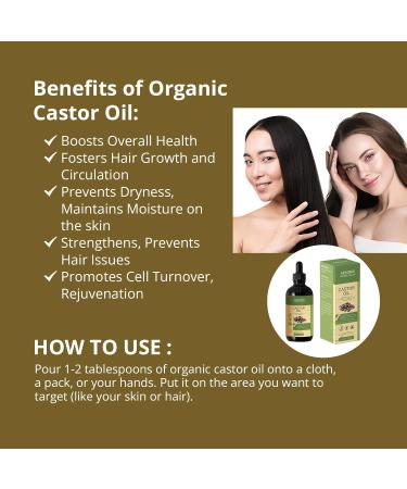 Organic Cold Pressed Castor Oil - Hair Growth Scalp Health & Deep Moisturization - 100% Pure & Natural | 4fl oz (120 ml) - Versatile Use for Hair Skin & Eyelashes - Buy Online on GoSupps.com