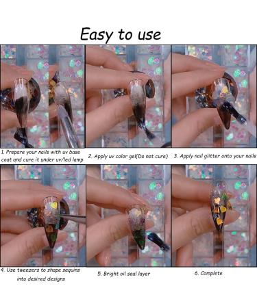 24 Grids Holographic Nail Sequins with Tweezers - Iridescent Mermaid Flakes for DIY Nail Art Decoration - Buy Online on GoSupps.com