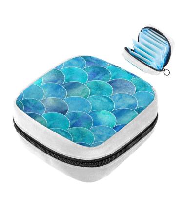 GIAPB Sanitary Napkin Storage Bag Period Bag Tampon Bag Makeup Bag Pad Pouch Blue Mermaid Scales Color1915