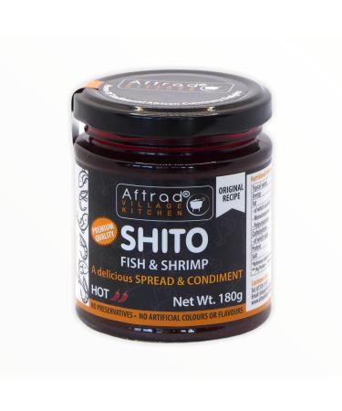 Aftrad Village Kitchen Shito 180g Hot - A Ghanaian Chilli Sauce Made with Smoked Fish & Shrimps a Wonderful Condiment for All Cooked Meals. It can be Used as dips Spreads and in sauces.