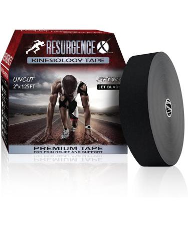 Finest Kinesiology Recovery Tape - 125 FT for Pain Relief | Water Resistant & Skin Friendly | Jet Black - Buy Online on GoSupps.com