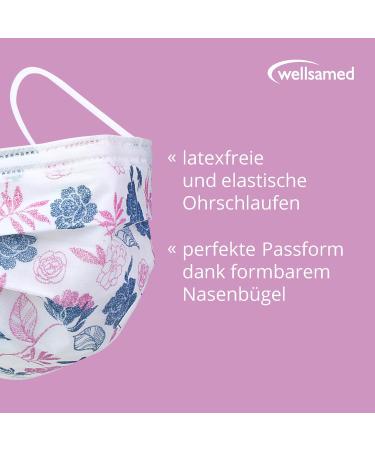 Buy Wellsamed Wellsamask 50 Pack Medical Face Masks Type IIR - Floral Design | International Shipping Available - Buy Online on GoSupps.com